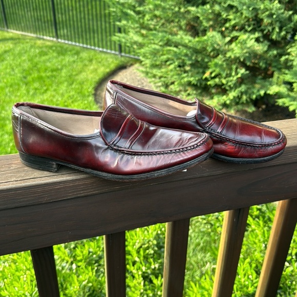 Bally Burgundy Loafers Slip On Size 10M Men's Made in Italy - Picture 2 of 11